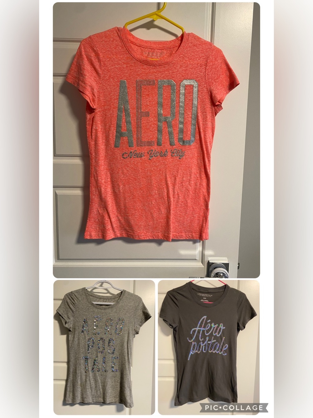 3 Qty - Aeropostale Coral Short Sleeve Tee’s ~  AERO Logo ~ READ